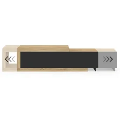 Meuble tv extensible 2 portes bois et noir