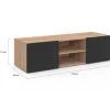 Meuble TV moderne noir et bois 113 cm