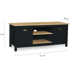 Meuble TV noir 113 cm 2 placards