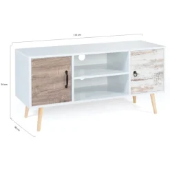 Meuble TV scandinave blanc 2 portes
