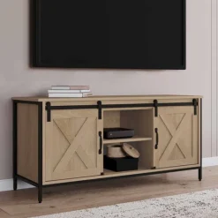 Meuble TV style industriel 2 portes grange coulissantes