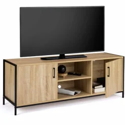 Meuble TV style industriel 2 portes 140 cm