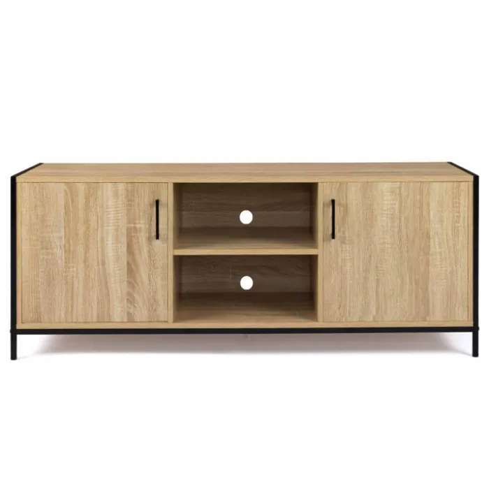 Meuble TV style industriel 2 portes 140 cm
