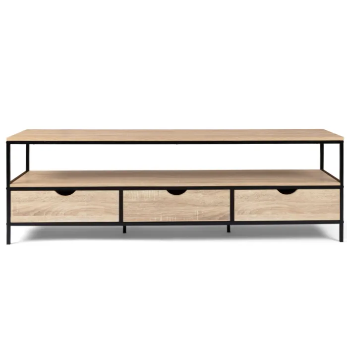 Meuble TV style industriel 3 tiroirs 160 cm