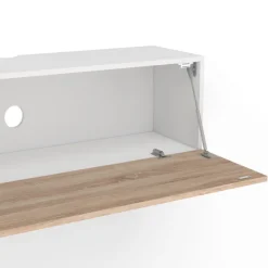 Meuble TV suspendu blanc et bois