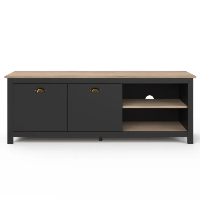 Meuble TV vintage bois et noir