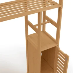 Meuble WC en bambou avec 1 placard double et 1 étagère