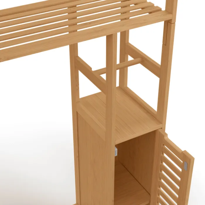 Meuble WC en bambou avec 1 placard double et 1 étagère