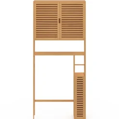 Meuble WC en bambou avec 1 placard double et 1 étagère
