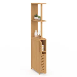 Meuble WC en bambou avec 2 portes et étagères
