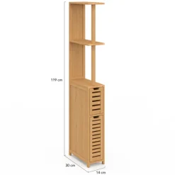 Meuble WC en bambou avec 2 portes et étagères