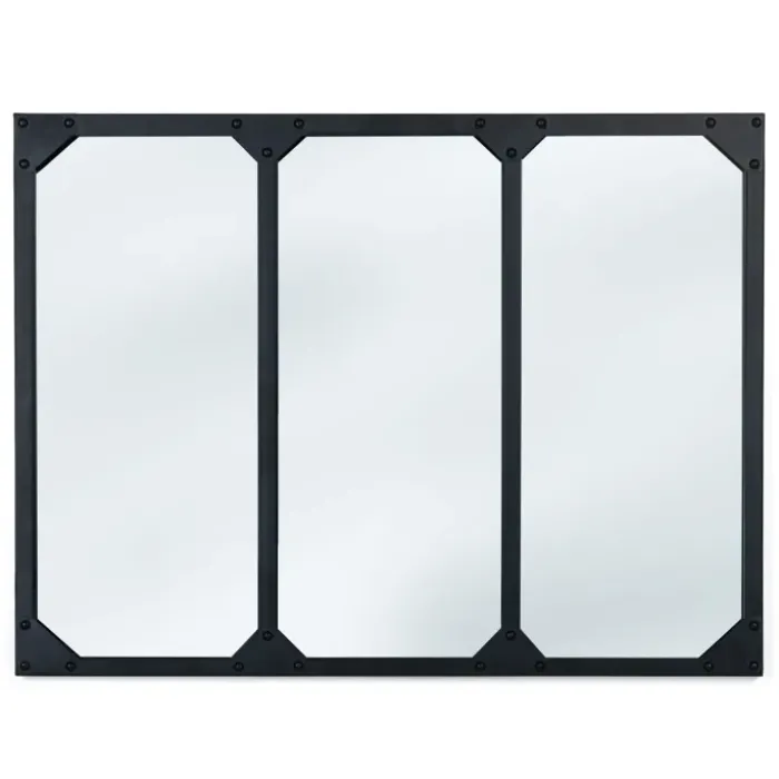 Miroir façon verrière noir 80 x 60 cm