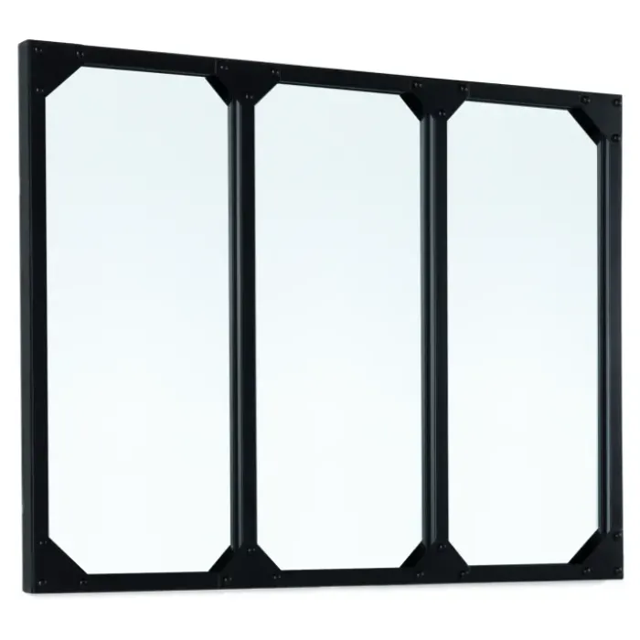 Miroir façon verrière noir 80 x 60 cm