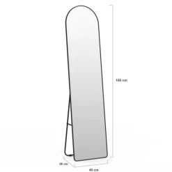 Miroir sur pied contour noir 160 x 40 cm
