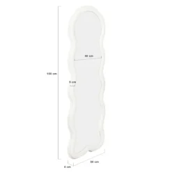 Miroir vague en tissu bouclette crème 150 x 50 cm