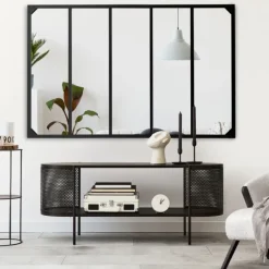 Miroir verrière noir 140 x 84 cm industriel
