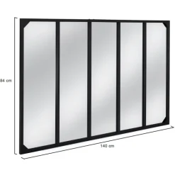 Miroir verrière noir 140 x 84 cm industriel