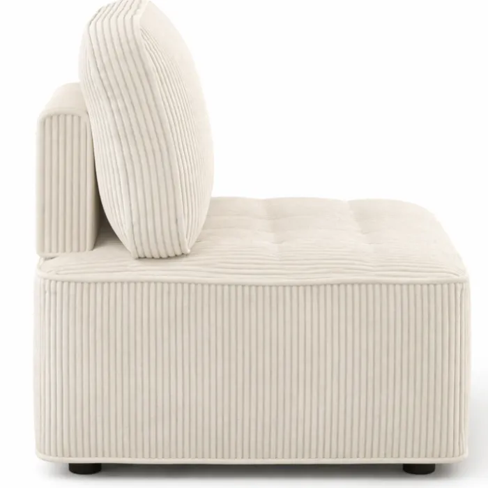 Module de canapé et fauteuil en velours côtelé beige