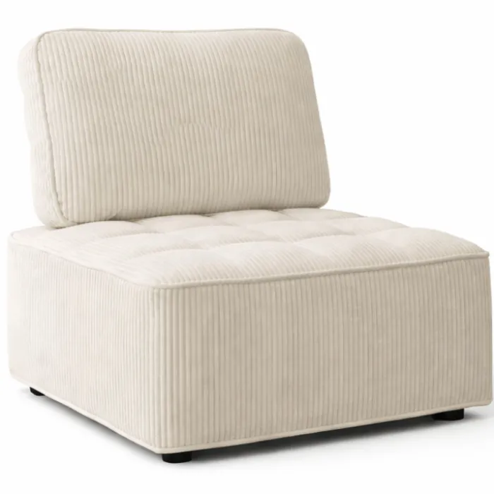 Module de canapé et fauteuil en velours côtelé beige