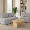 Module de canapé et fauteuil en velours côtelé gris clair