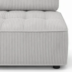 Module de canapé et fauteuil en velours côtelé gris clair