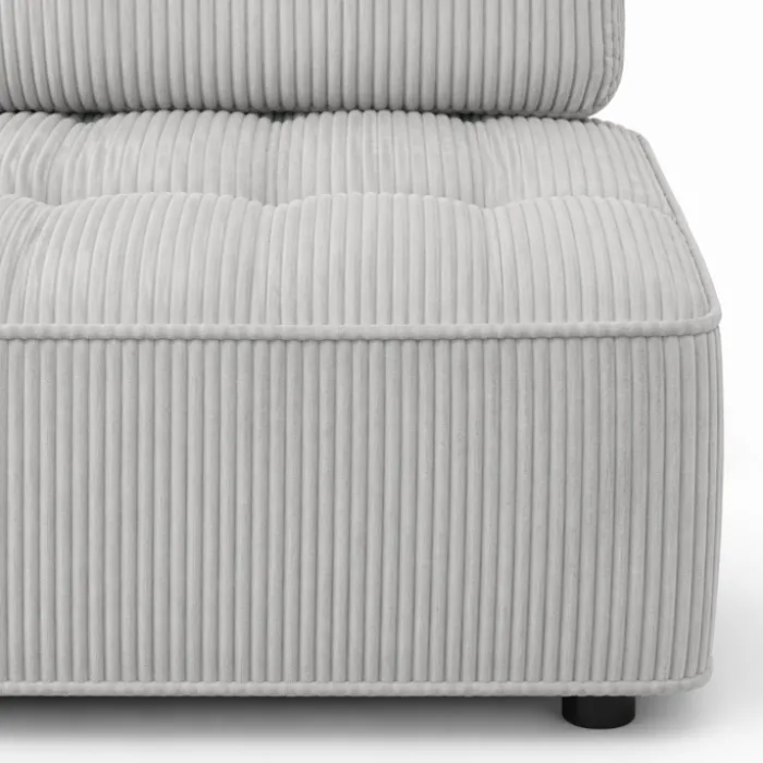 Module de canapé et fauteuil en velours côtelé gris clair