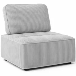Module de canapé et fauteuil en velours côtelé gris clair