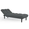 Méridienne clic clac tissu gris anthracite capitonnée 80 x 180 cm