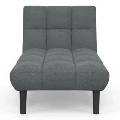 Méridienne clic clac tissu gris anthracite capitonnée 80 x 180 cm