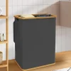 Panier à linge 140L 2 bacs amovibles bambou gris