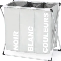 Panier à linge pliable gris 3 compartiments