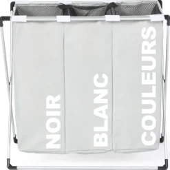 Panier à linge pliable gris 3 compartiments
