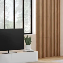 Panneaux acoustiques en tasseaux de bois chêne clair et noir de 240 x 60 CM