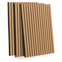 Panneaux acoustiques en tasseaux de bois chêne clair et noir de 240 x 60 CM