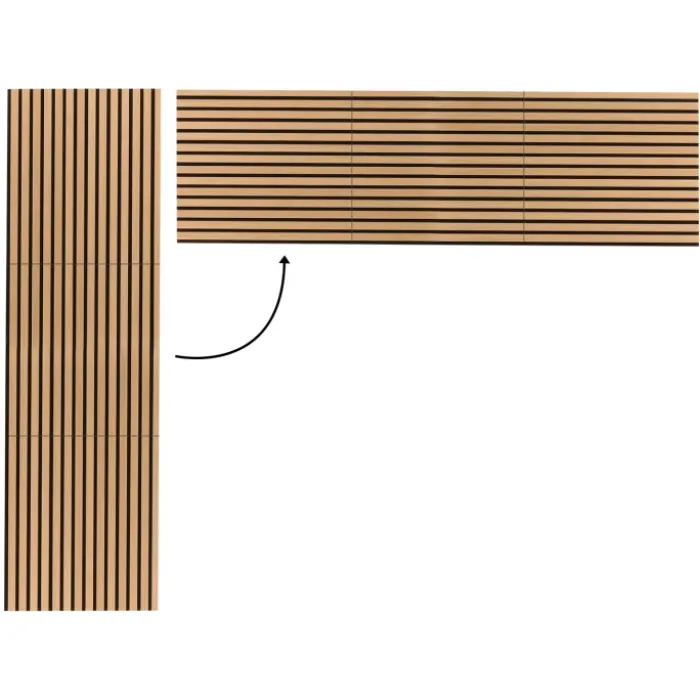 Panneaux acoustiques en tasseaux de bois chêne clair et noir de 240 x 60 CM