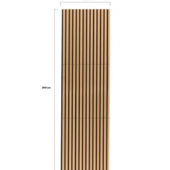 Panneaux acoustiques en tasseaux de bois chêne clair et noir de 240 x 60 CM