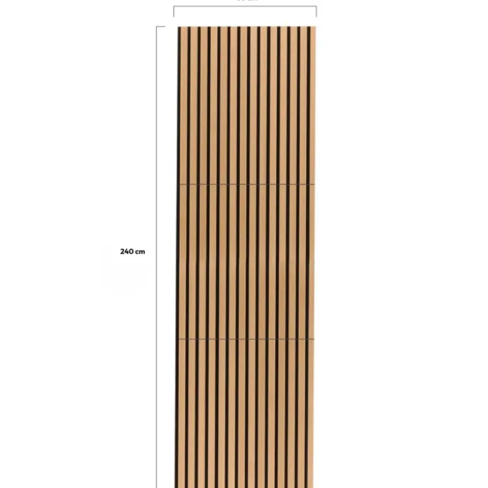 Panneaux acoustiques en tasseaux de bois chêne clair et noir de 240 x 60 CM