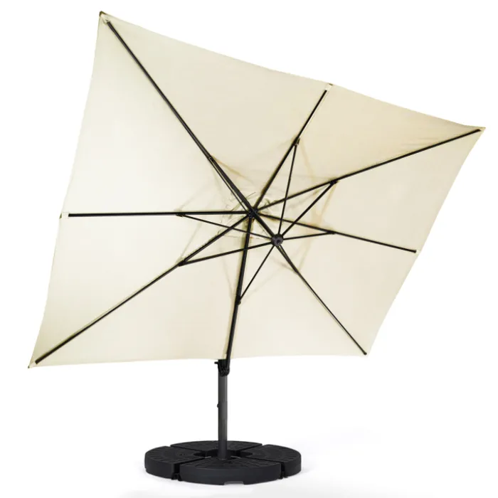 Parasol déporté inclinable 3x4 m rotatif 360 blanc écru