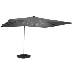 Parasol déporté inclinable rotatif 360 gris 3x4 M avec 4 dalles et housse