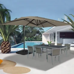Parasol déporté rotatif 3x4 m taupe