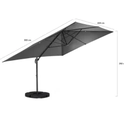 Parasol déporté 3x4 m gris