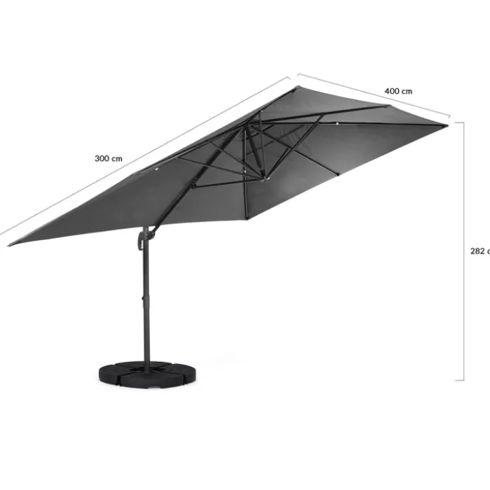 Parasol déporté 3x4 m gris