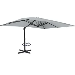 Parasol déporté 3x4 m rotatif 360 coloris gris clair