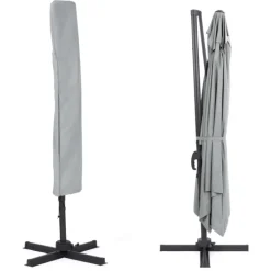 Parasol déporté 3x4 m rotatif 360 coloris gris clair