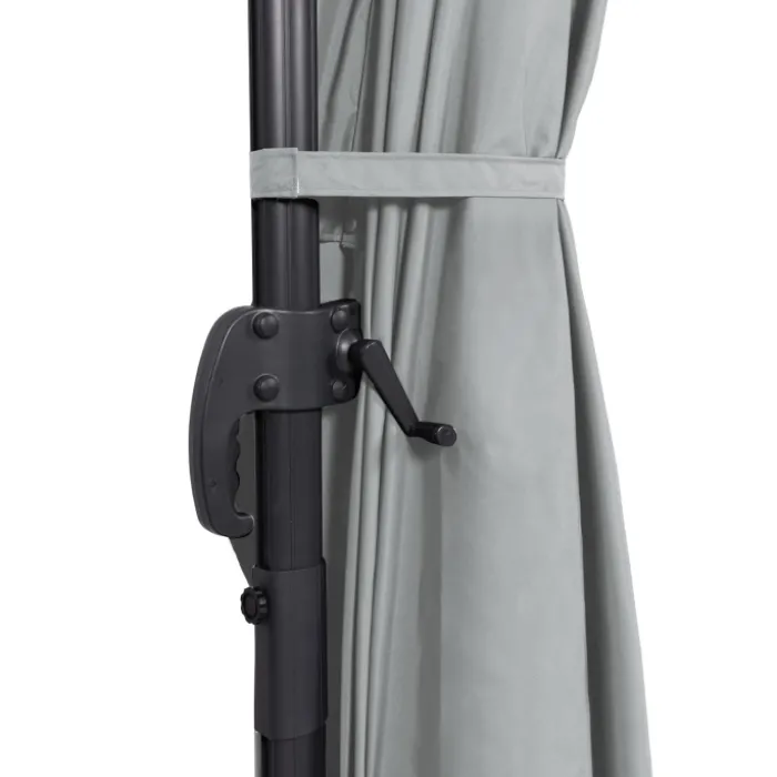 Parasol déporté 3x4 m rotatif 360 coloris gris clair