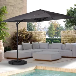 Parasol déporté 3x3 m rotatif 360 coloris gris