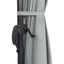 Parasol déporté 3x4 m rotatif 360 gris clair avec 4 dalles