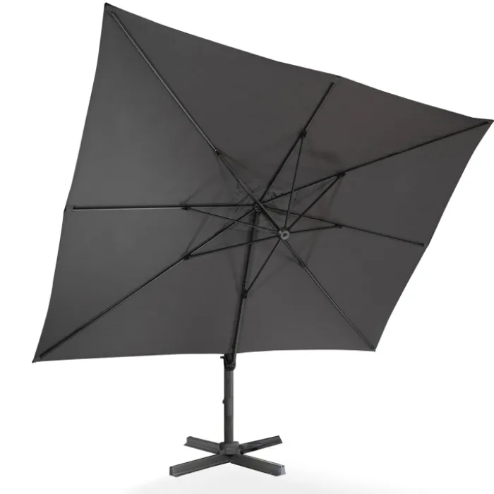 Parasol rectangulaire déporté 3x4 m gris