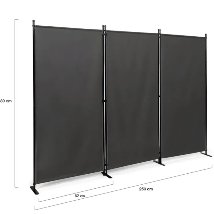 Paravent extérieur / intérieur sur pieds 3 panneaux gris anthracite