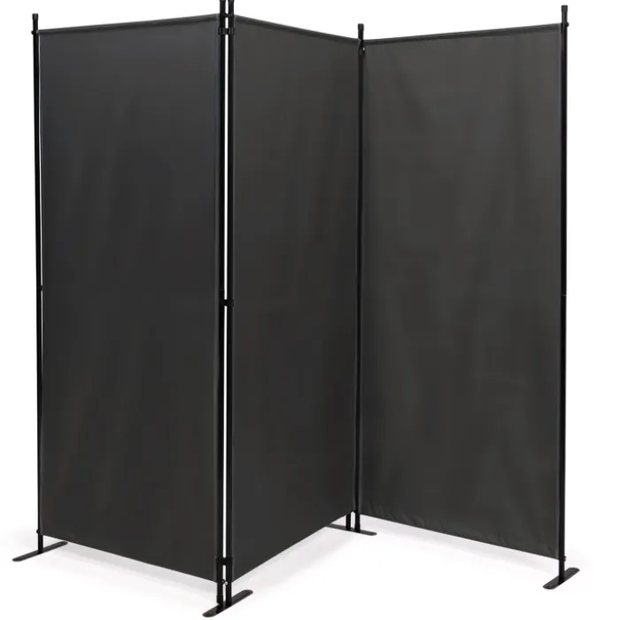 Paravent extérieur / intérieur sur pieds 3 panneaux gris anthracite